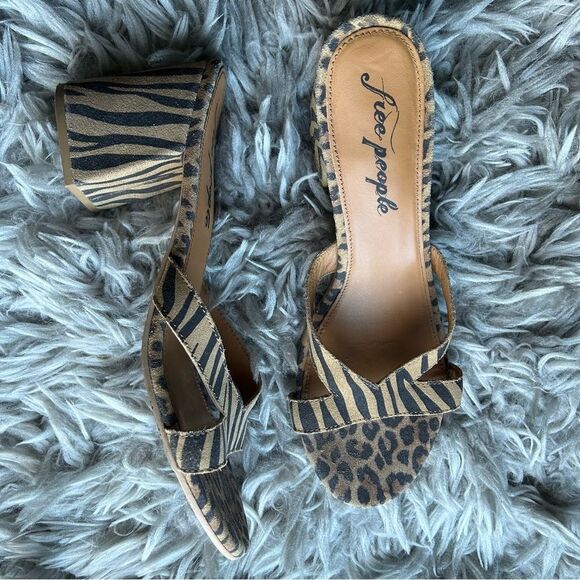 Free People Charlie-V animal print block heel sandal women’s shoe size 10 - Picture 3 of 10